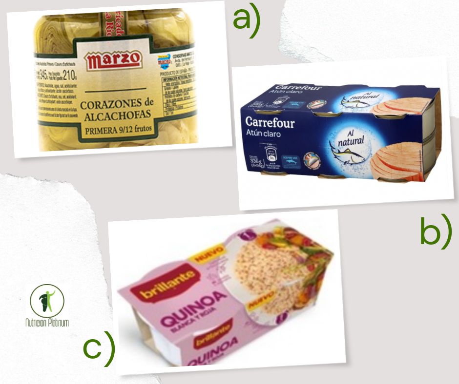 Corazones de alcachofas con atún y quinoa.